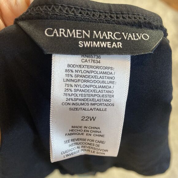 Carmen Marc Valvo Swimwear Womens Plus 22W‎ Black Resort Beach Basic - Picture 6 of 10